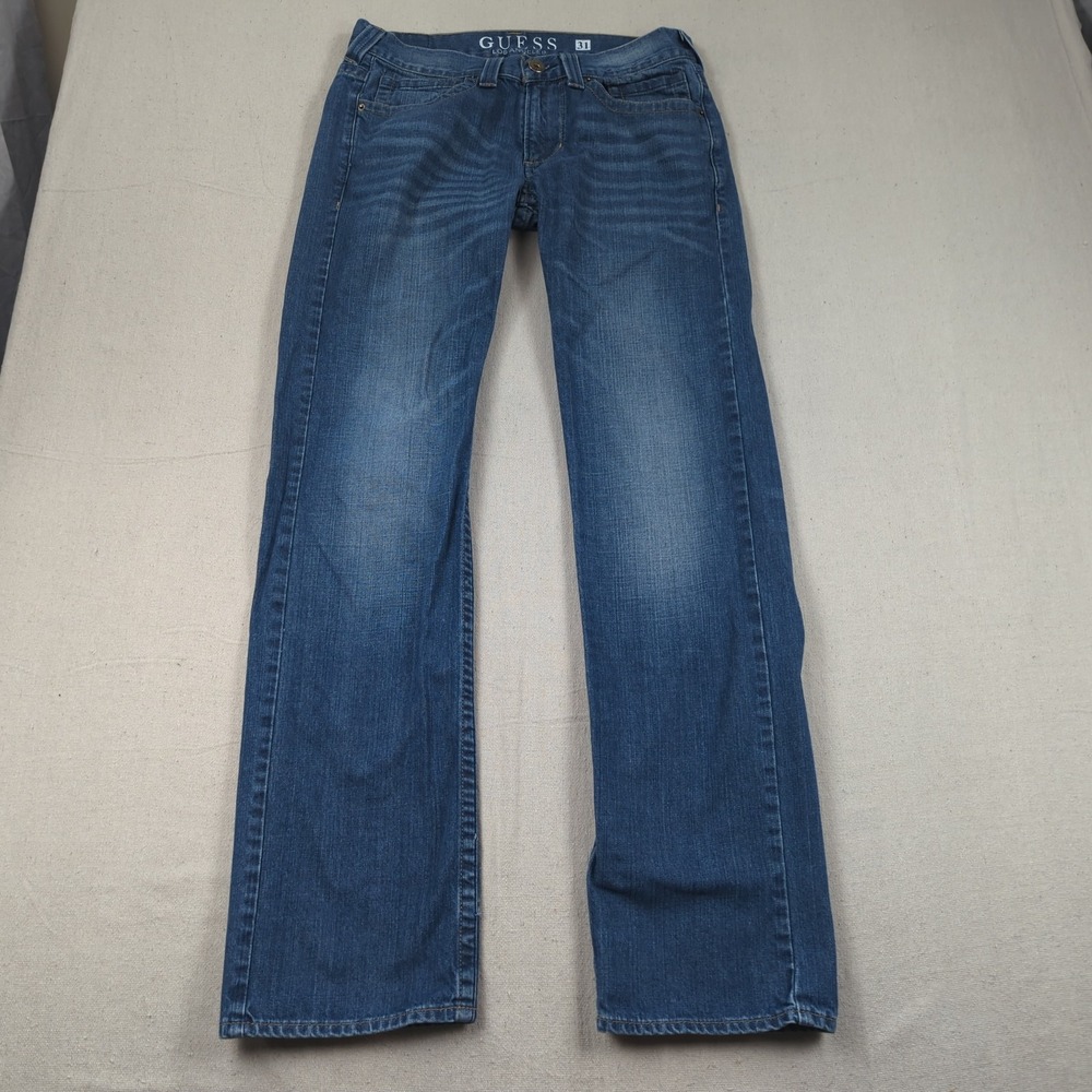Guess Jeans Mens 31x32 Blue Pasadena Straight Faded Casual
